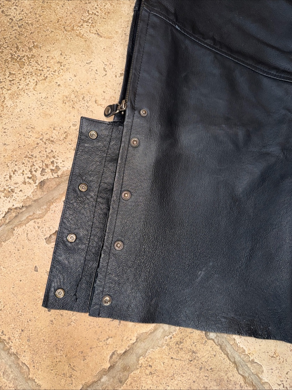 HARLEY DAVIDSON CHAPS Black Leather Size Medium Excellent Condition! - Picture 6 of 9